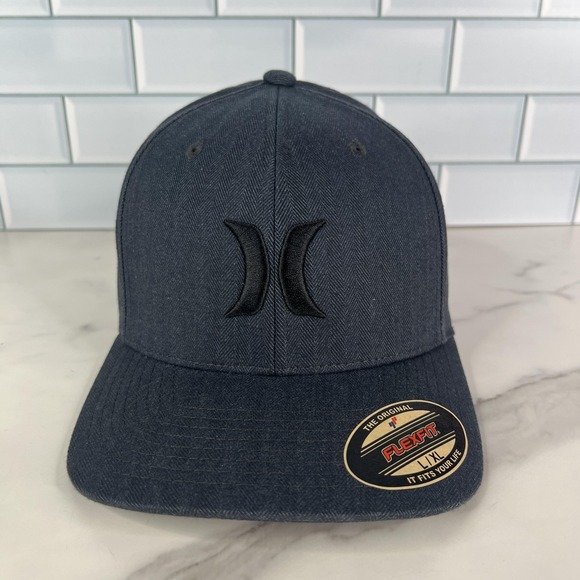 Hurley Hat Cap Fitted Mens Large Extra Large Texture Flexfit Skate Surf L XL - Picture 1 of 13